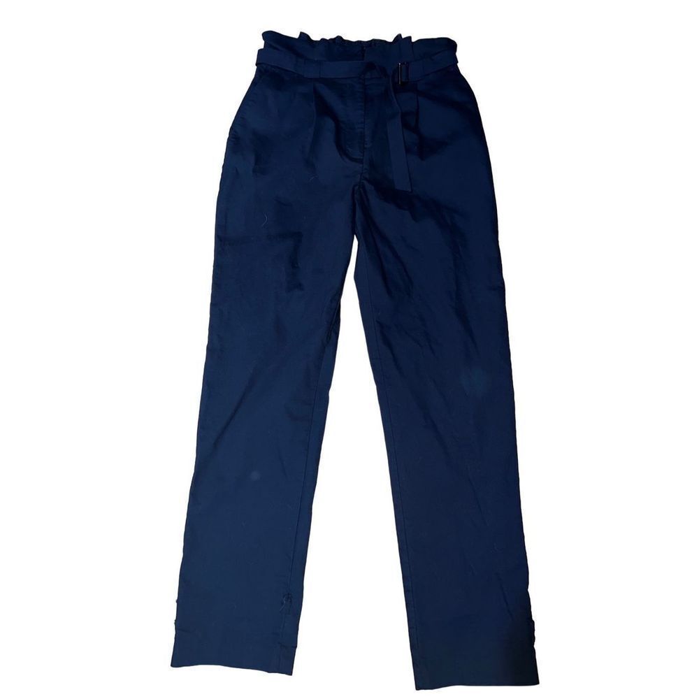 Ted Baker High Paper Bag Waist Tapered Black Trouser Pants size 6